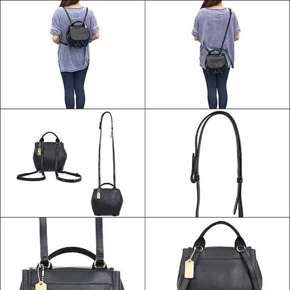 COACH Black Pebbled Leather Derby Backpack F1821 F59819 Daypack